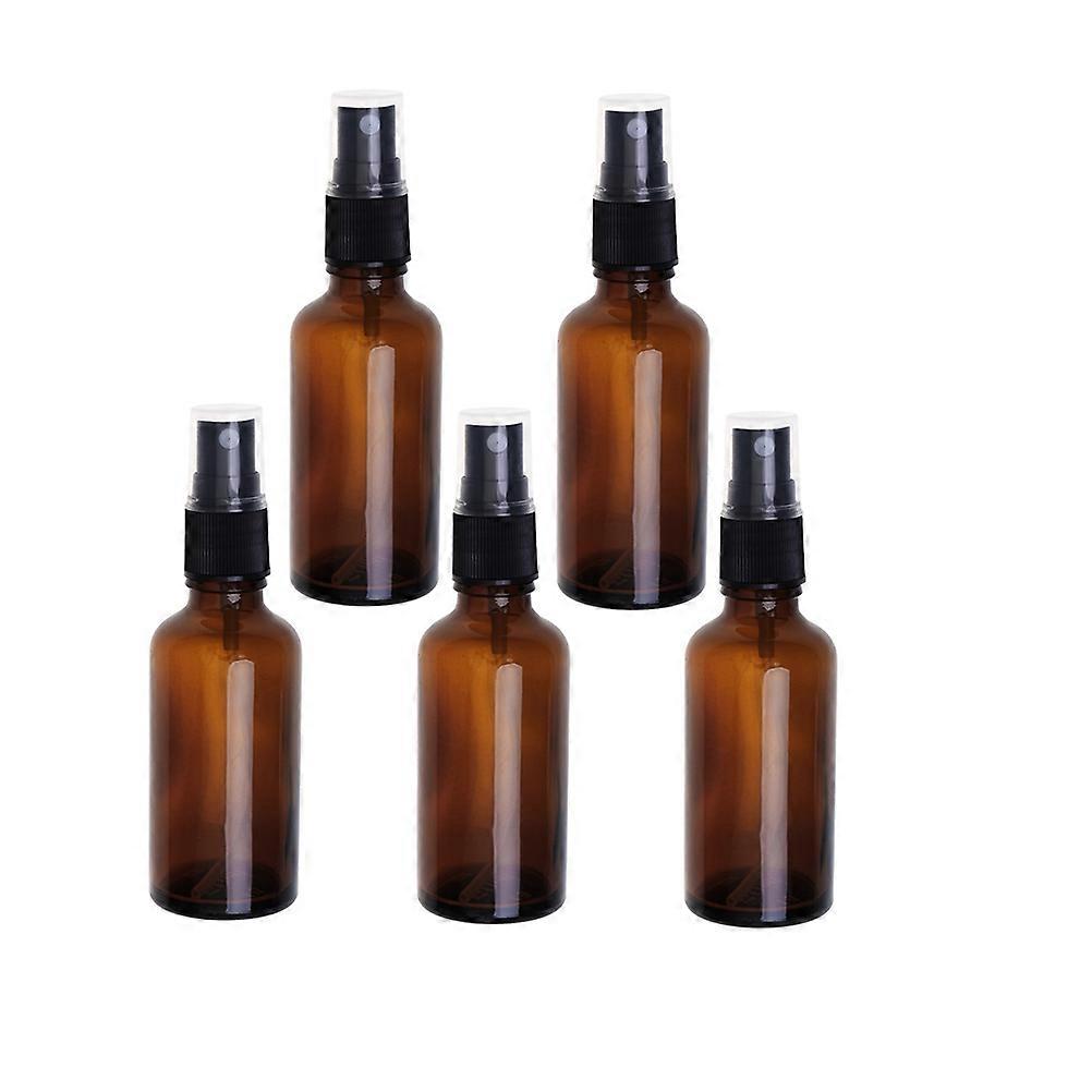 Portable Travel Bottles 5Pcs 50ml Brown Empty Spray Bottle Refillable Glass Containers for Uniform Mist Spray