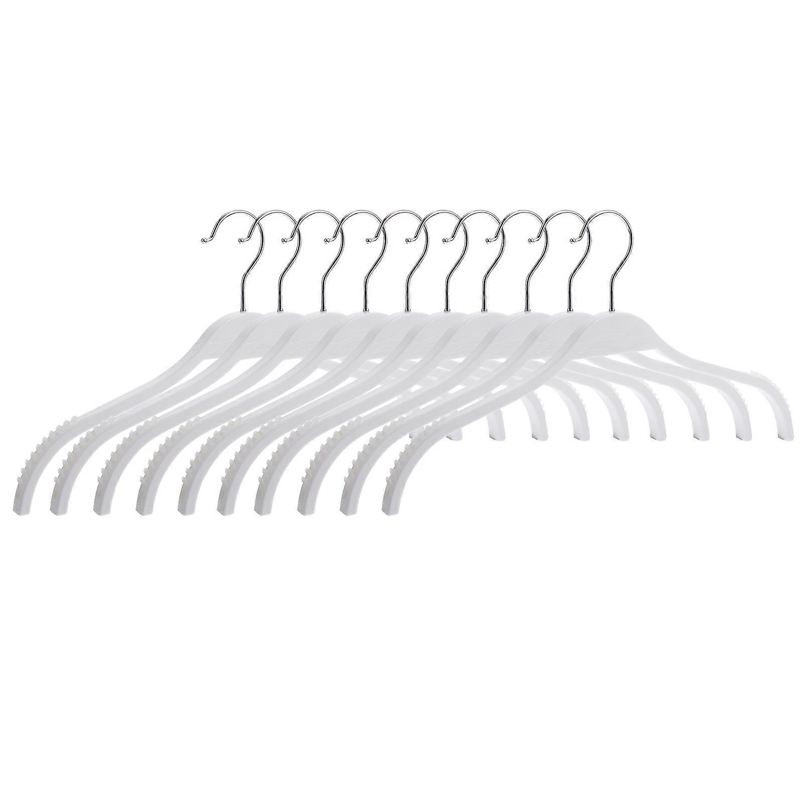 1 Set 10 Pcs Plastic Coat Hangers Practical Simple Traceless Clothing Hangers for Everyday Use