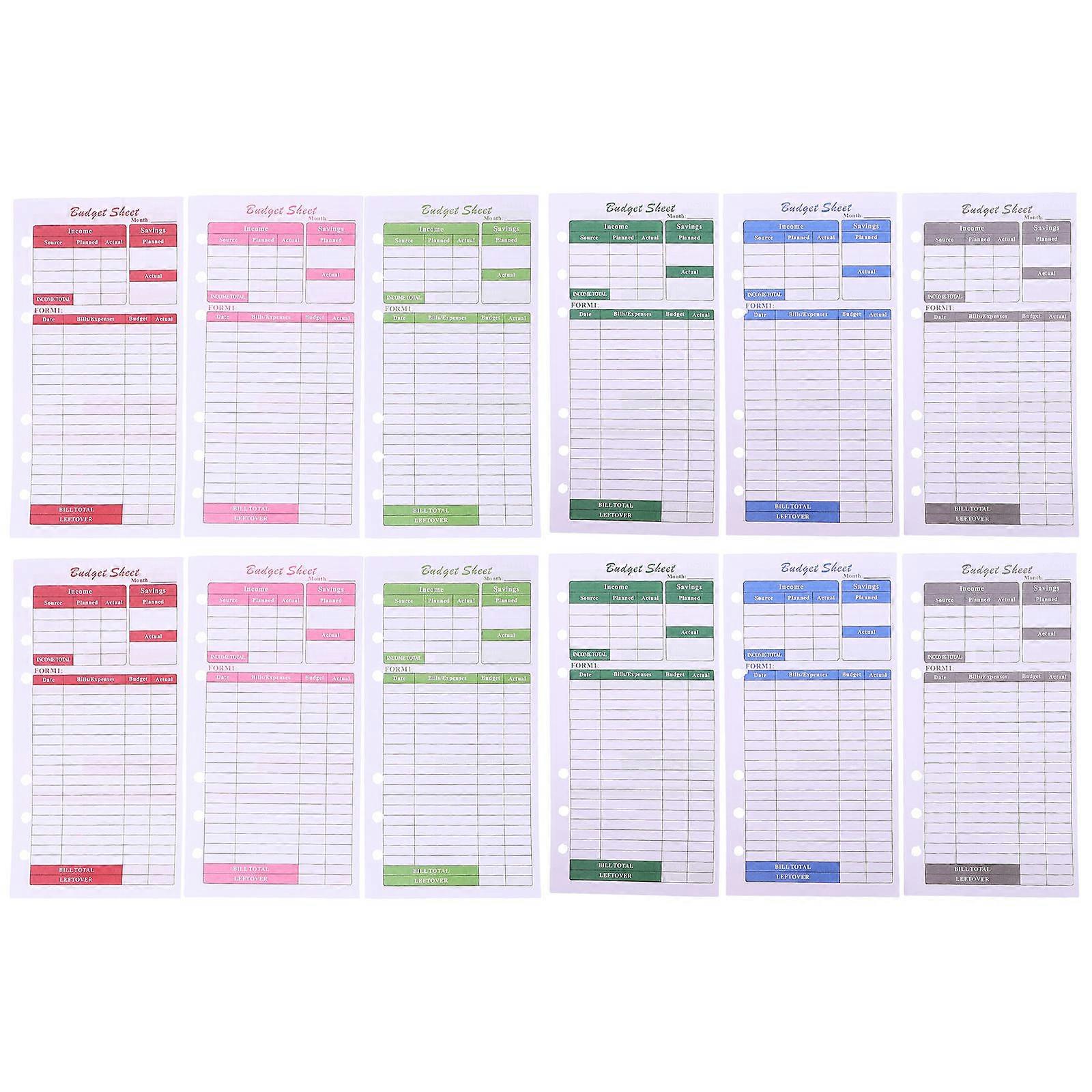 Portable Budget Sheets for Writing Use 12 Sheets Expense Tracker Cards Made of Paper