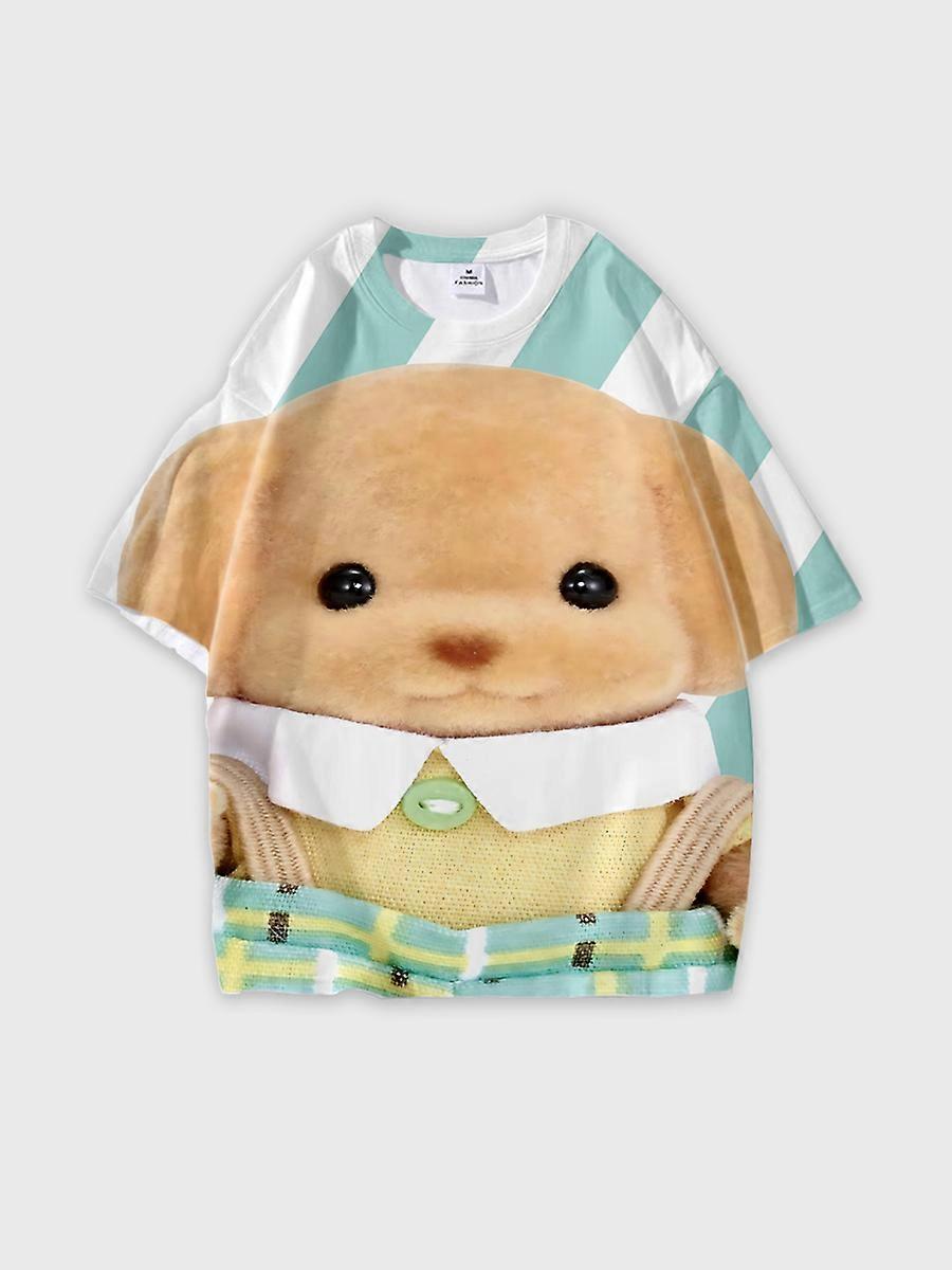 T-shirt round neck Role Pattern loose short sleeve D1856