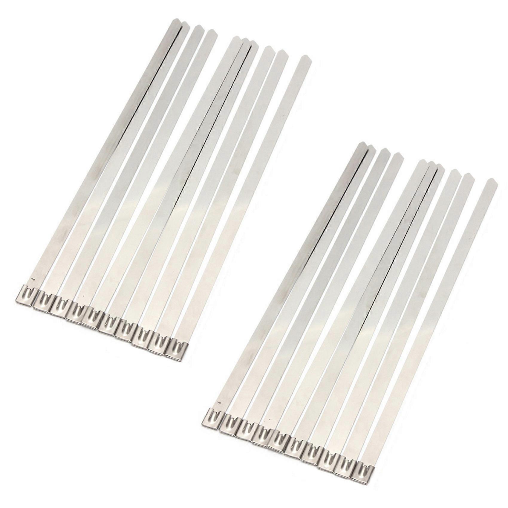 20 Pcs 0.39 polegadas x 15.75 polegadas Cabo de Metal de Aço Inoxidável Zip Tie Wrap Exhaust Straps
