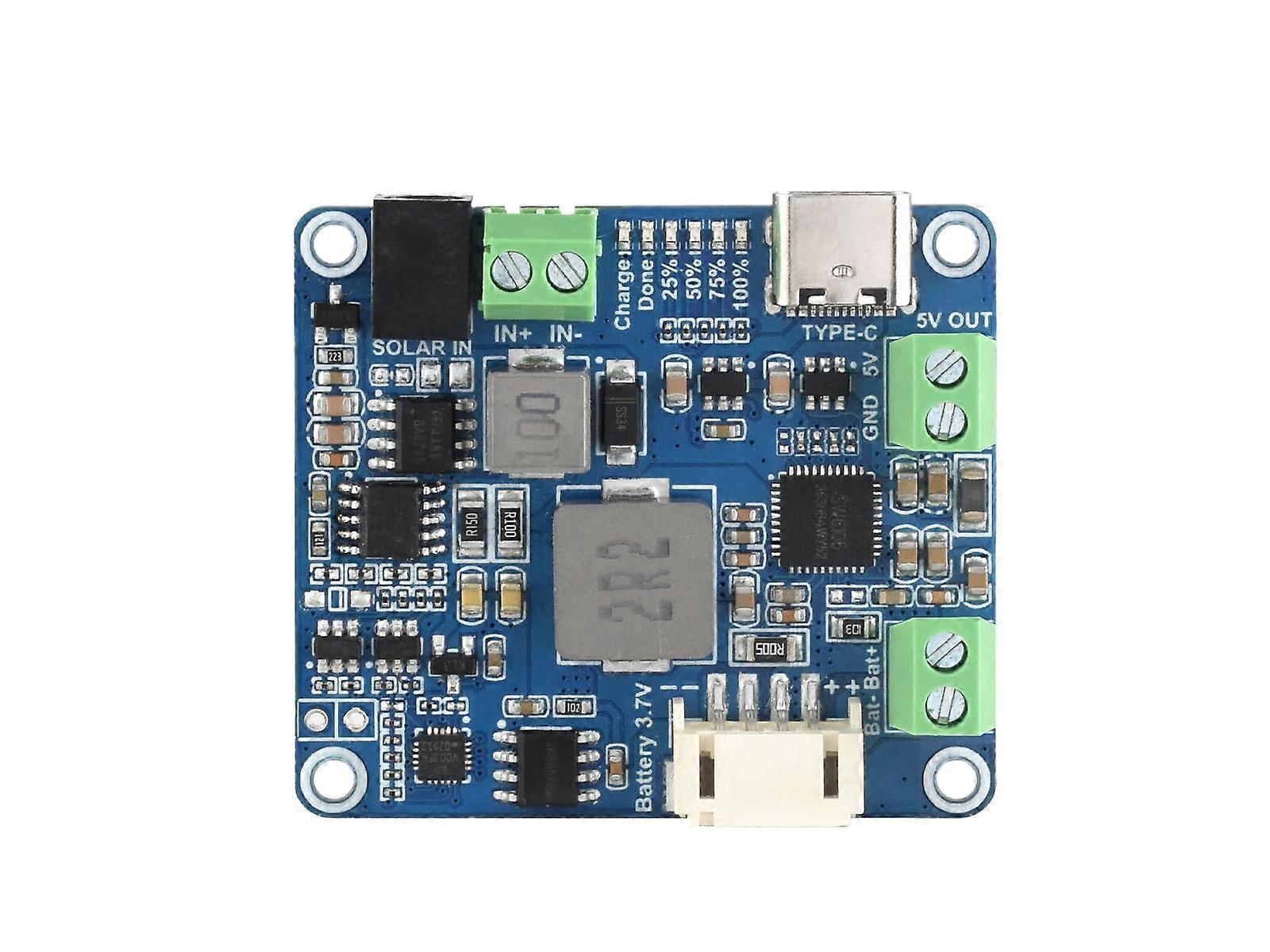 Solar Power Manager Module D, 6V-24V Solar Panel Support, Type-C Adapter, 5V/3A MPPT Solar Charger, Battery Holder