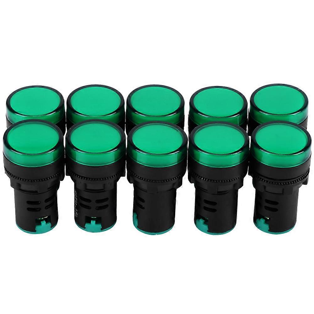 10Pcs AC/DC 24V 22mm Thread LED Electronic Indicator Signal Light (Green)