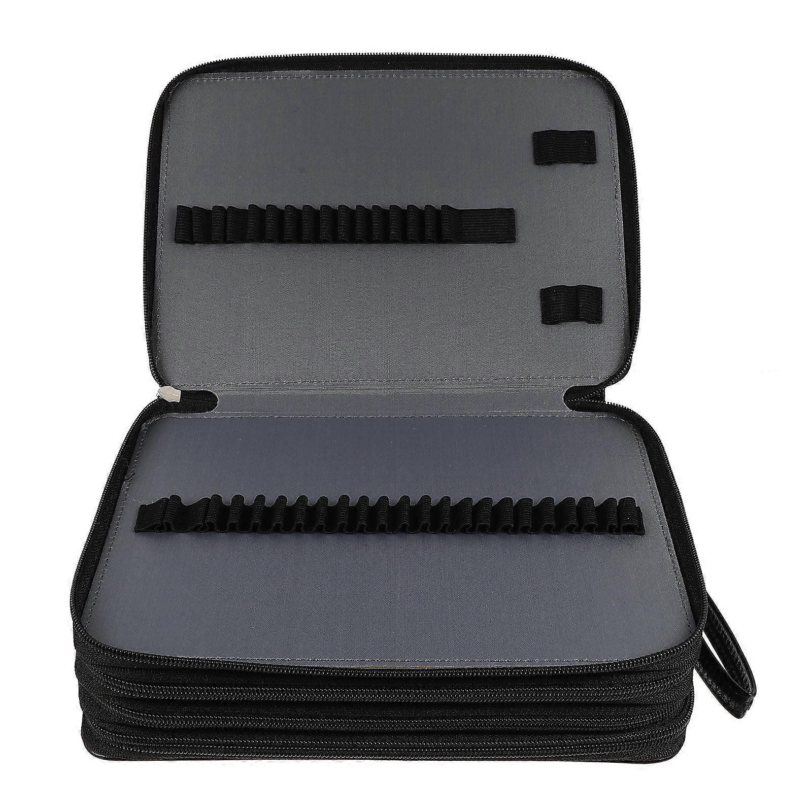 Portable Pencil Case For Artists Multi-Purpose Storage Pouch Black Rectangular Design 1Set