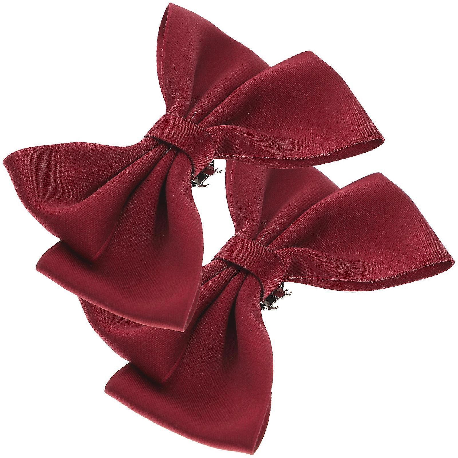 Shoe Decorations Charms Bow Shoe Clips Removable Versatile Dark Red 2Pcs