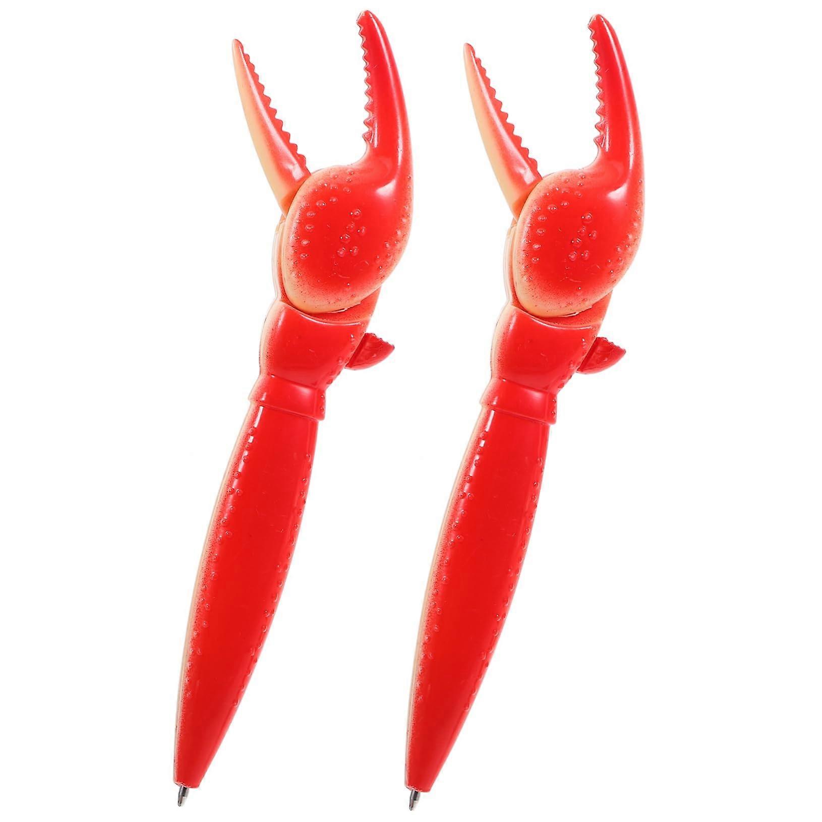 Crab Ballpoint Pen - Red Crab Shaped Writing Pen, Fine Tip, Simulated Crab Pens, Portable Ink Pen, Set Of 2