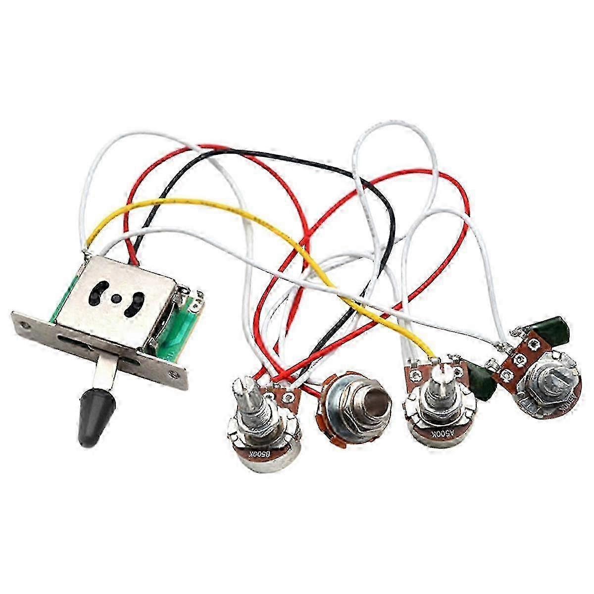Pre-Wired Stratocaster Guitar Harness with 3x 500K Pots 1 Volume 2 Tone Control Knobs and 5-Way Switch Edition 0724