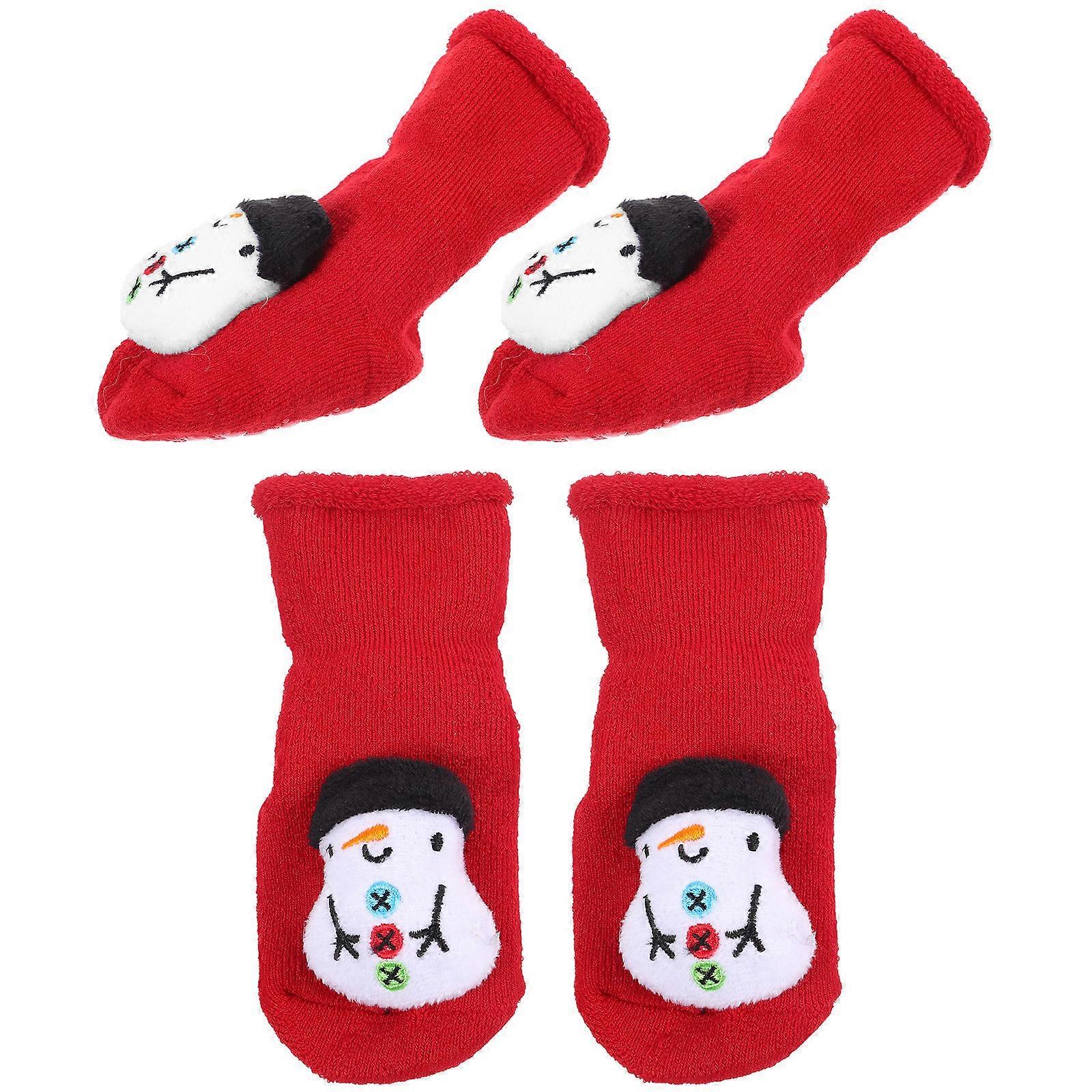 Thickened Socks Elastic Ankle Design Baby Socks Winter Christmas 2Pairs