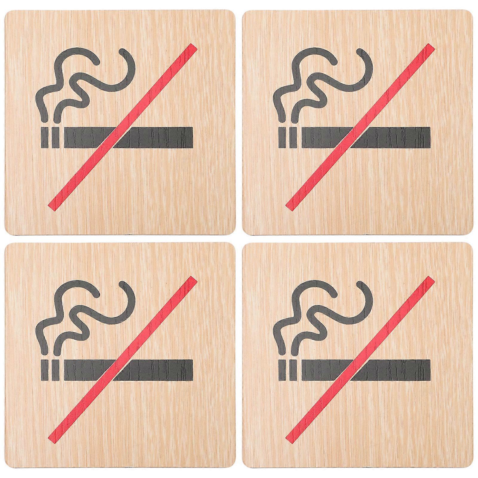 Wooden No Smoking Signs Set of 4 Notice Boards for Indoor Outdoor Use Easy Maintenance for Home Office Lounge and Public Areas