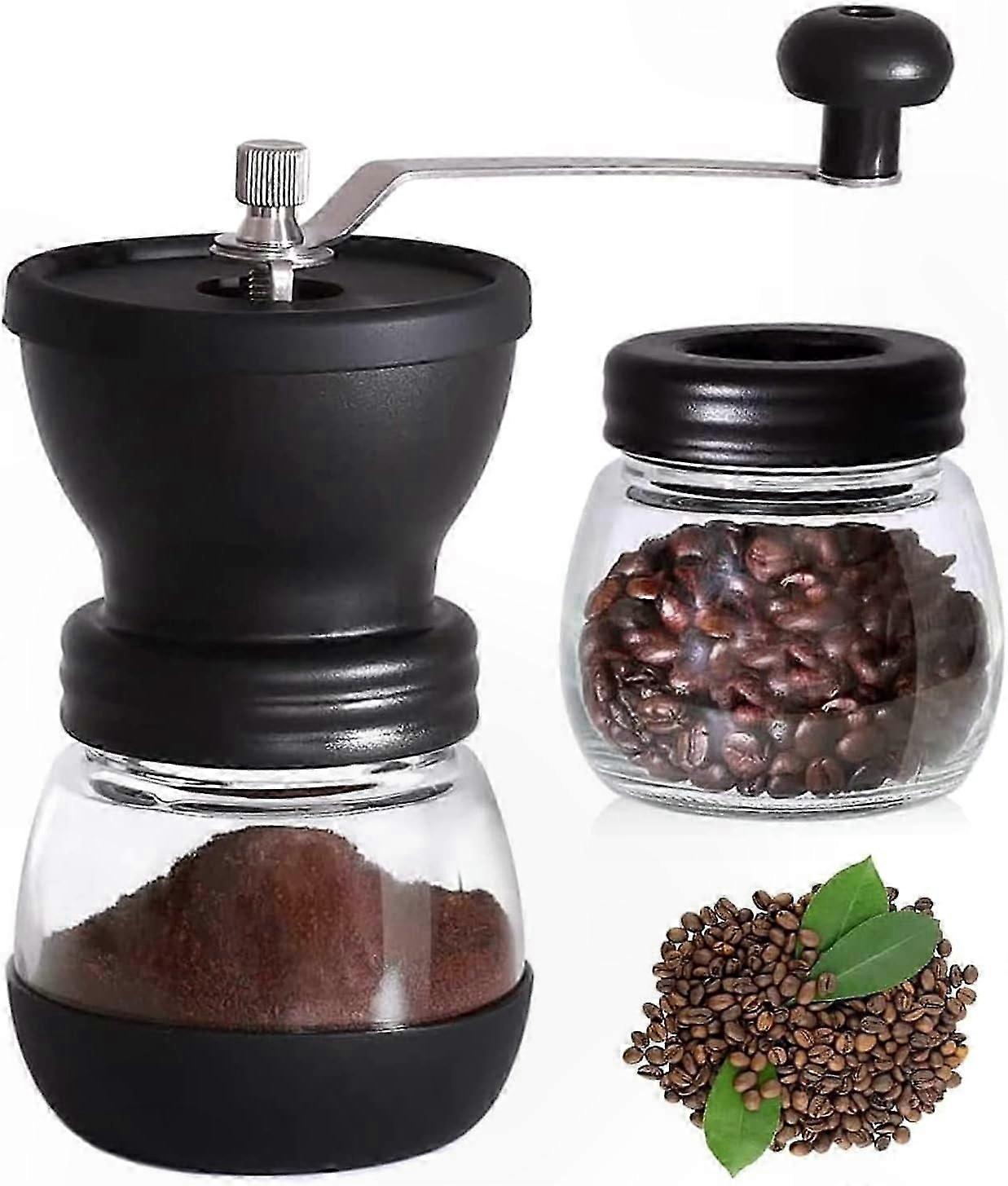 Adjustable Hand Coffee Grinder with Clear Storage Container, Portable Manual Bean Mill