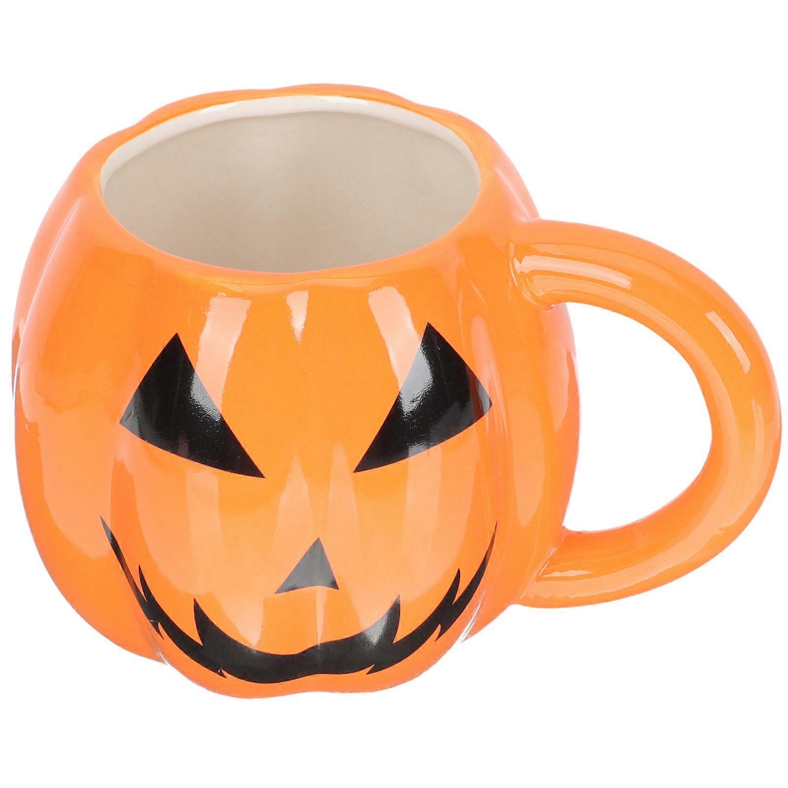 Cute Pumpkin Cup With Lid Ceramic Mug Office Use 15X9X9.3CM Holds Beverages 1Pcs