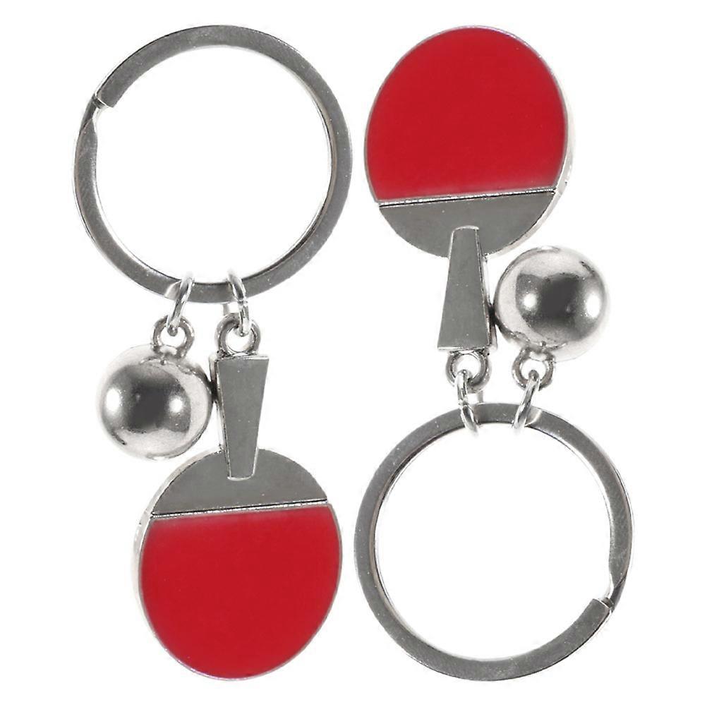 Simulation Sports Keychain Table Tennis Racket Shape Everyday Use Multi Color Keychain Pendant 1 Pair
