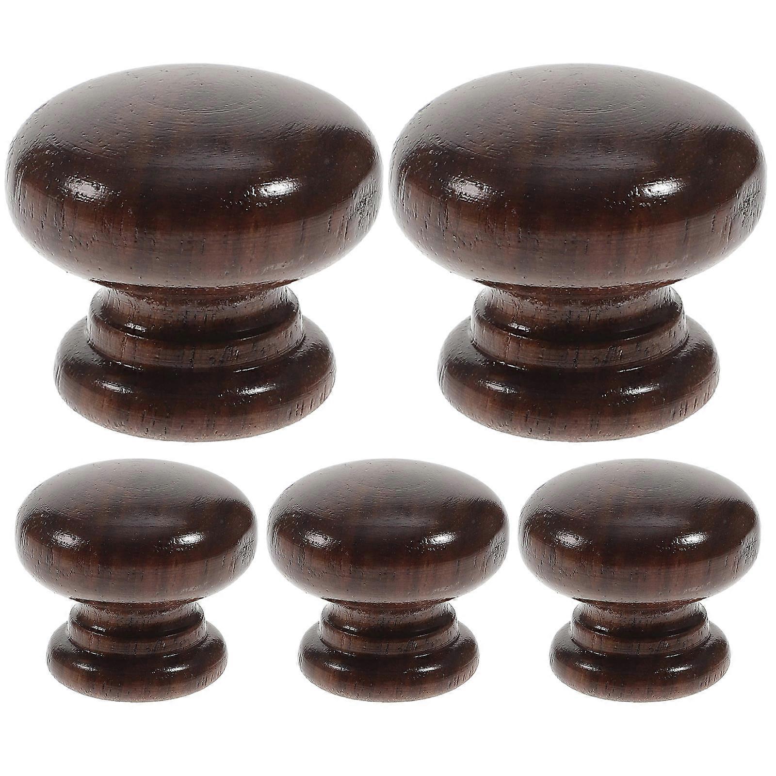 Kitchen Cupboard Door Handles Walnut Pulls Furniture Accessory Coffee 3X3X2.5CM Replacement 5Pcs