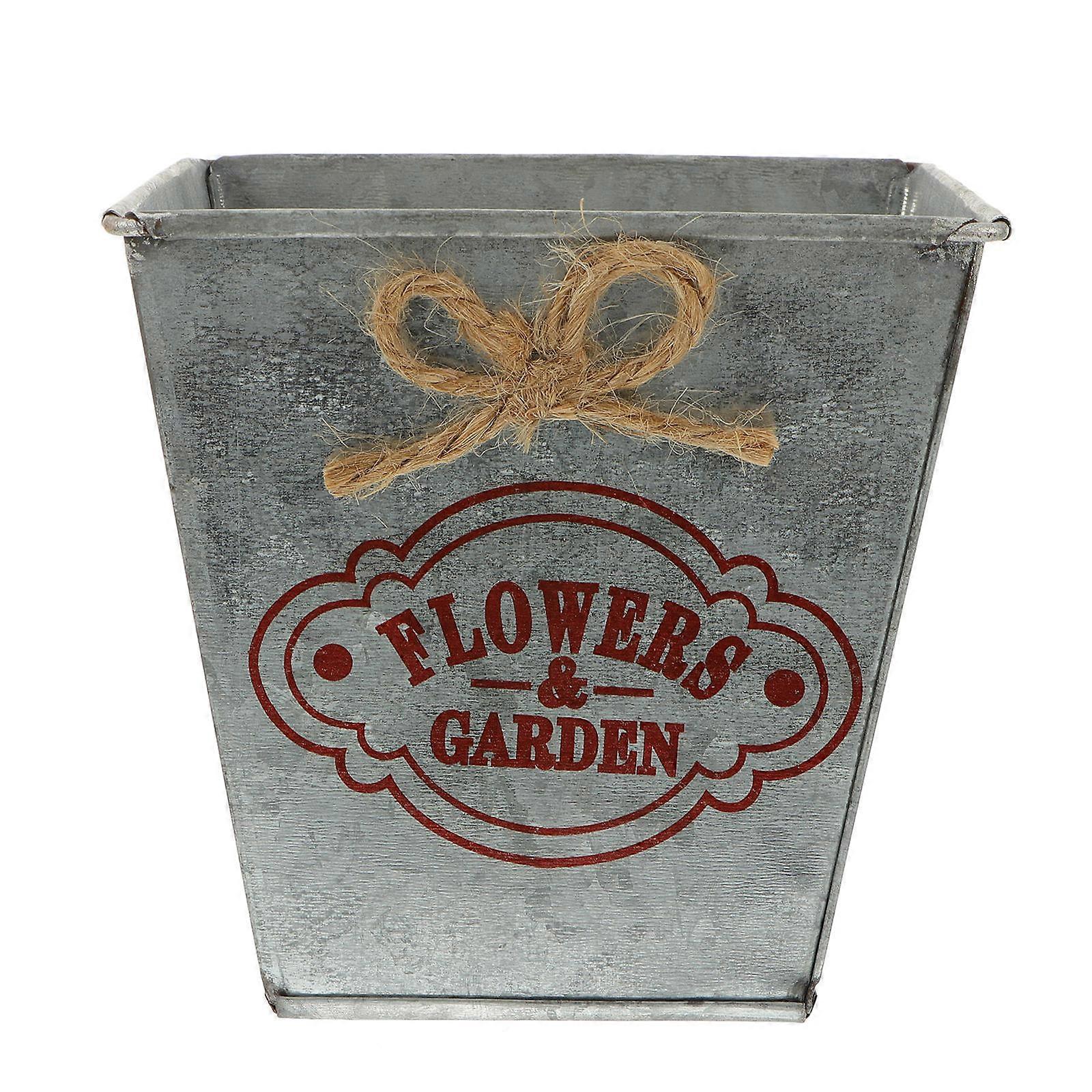 Small Iron Bucket Flower Pot Rustic Style For Family Gifting 4.91X4.91X4.91In Storage Holder 1Pair