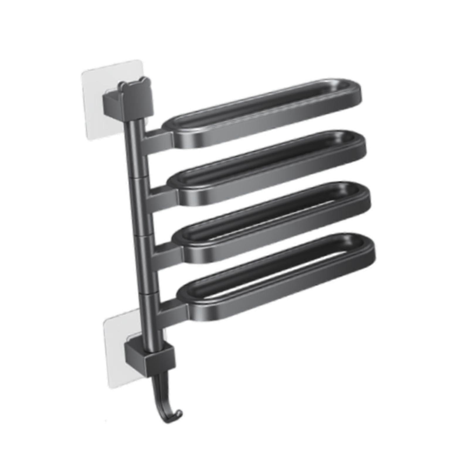 Wall-Mounted Towel Holder with Rotating Mechanism for Bathroom and Kitchen, Black 36cm x 38cm, Durable Design