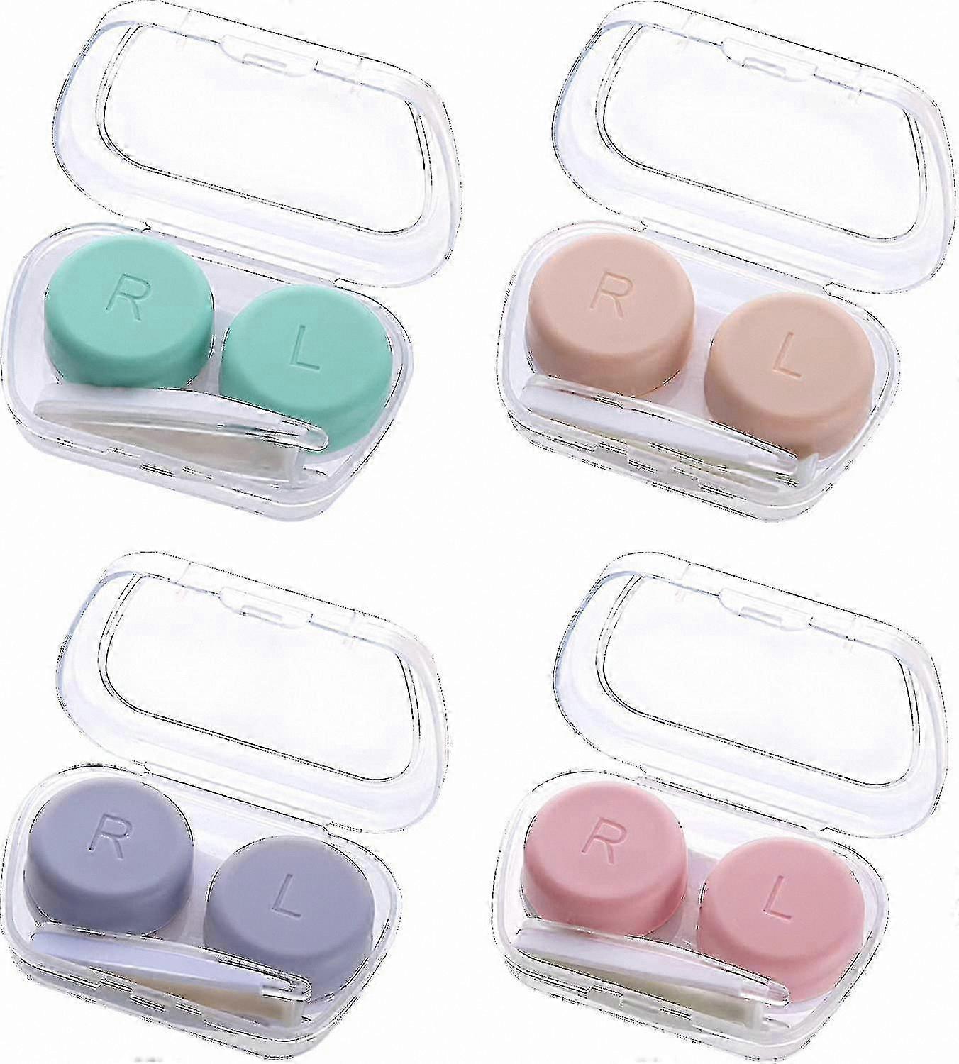 Contact Lens Care Kit with Case Tweezers and Applicator Stick 4-Piece Set