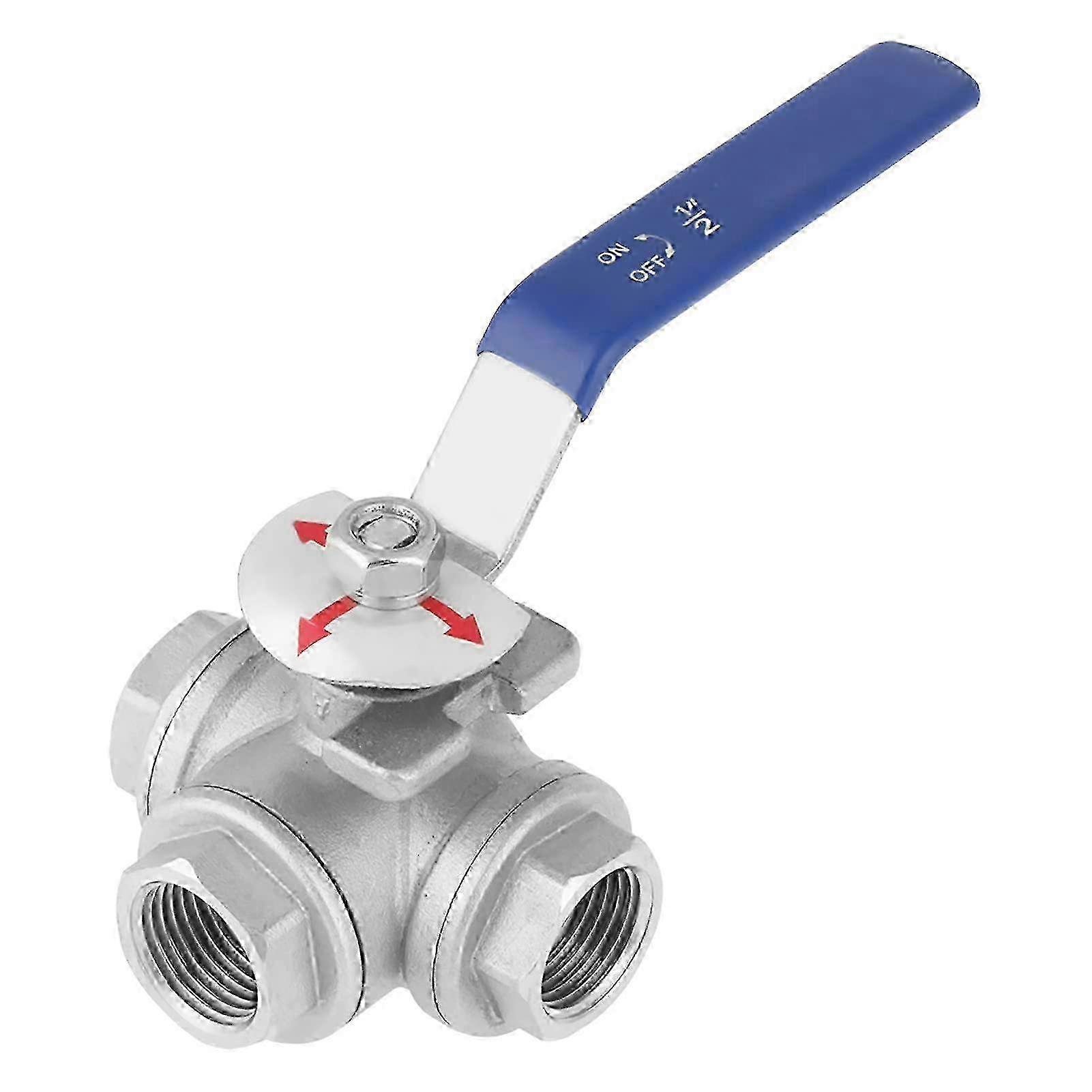 3-Way Stainless Steel Ball Valve with Locking Handle, T Port Design for Water and Oil Applications