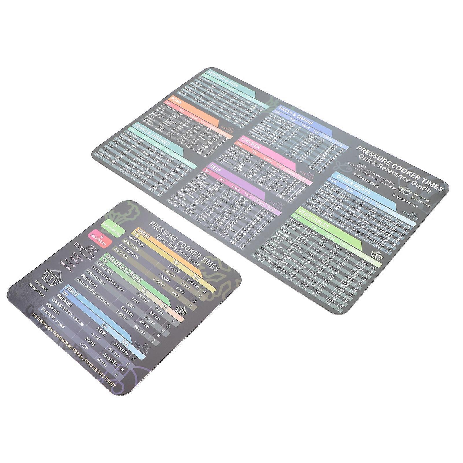2 Sheets Pressure Cooker Cook Magnet Timetable Pressure Cooker Magnet Timetable