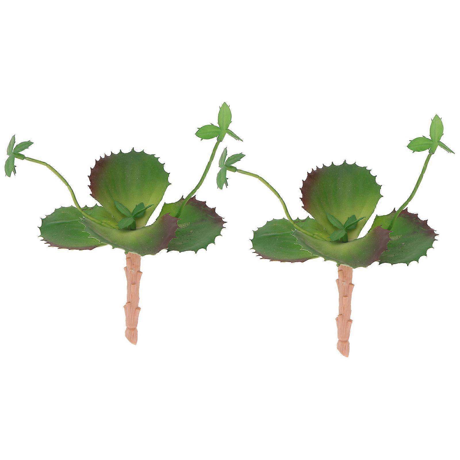 Lifelike Artificial Succulents for Decoration in Green Color Made of Plastic 2 Pcs Small Size