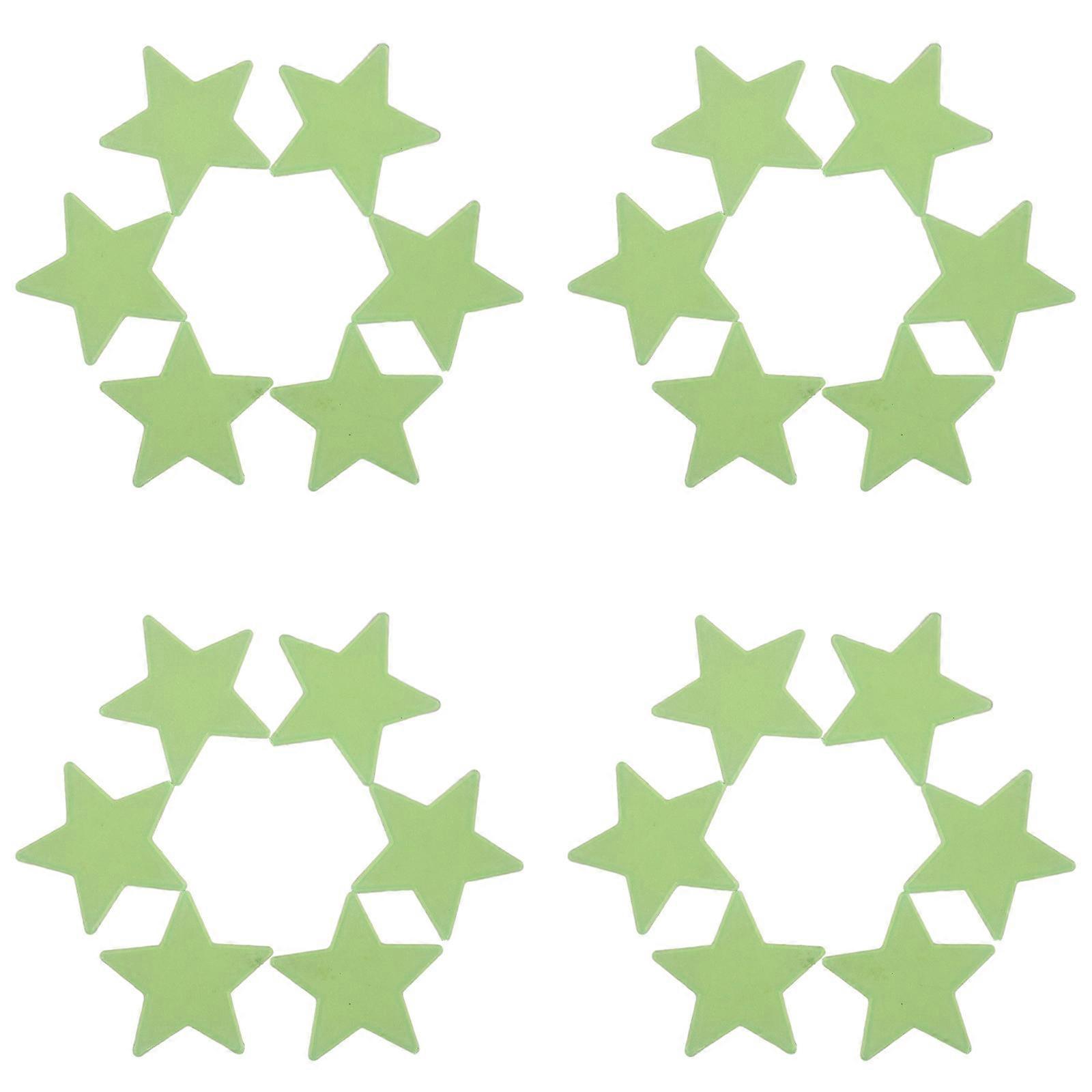Autocollants d’étoiles lumineuses pour les murs de la chambre à coucher Décalcomanies en plastique avec couleur vert clair 100 pièces 0,5 pouce