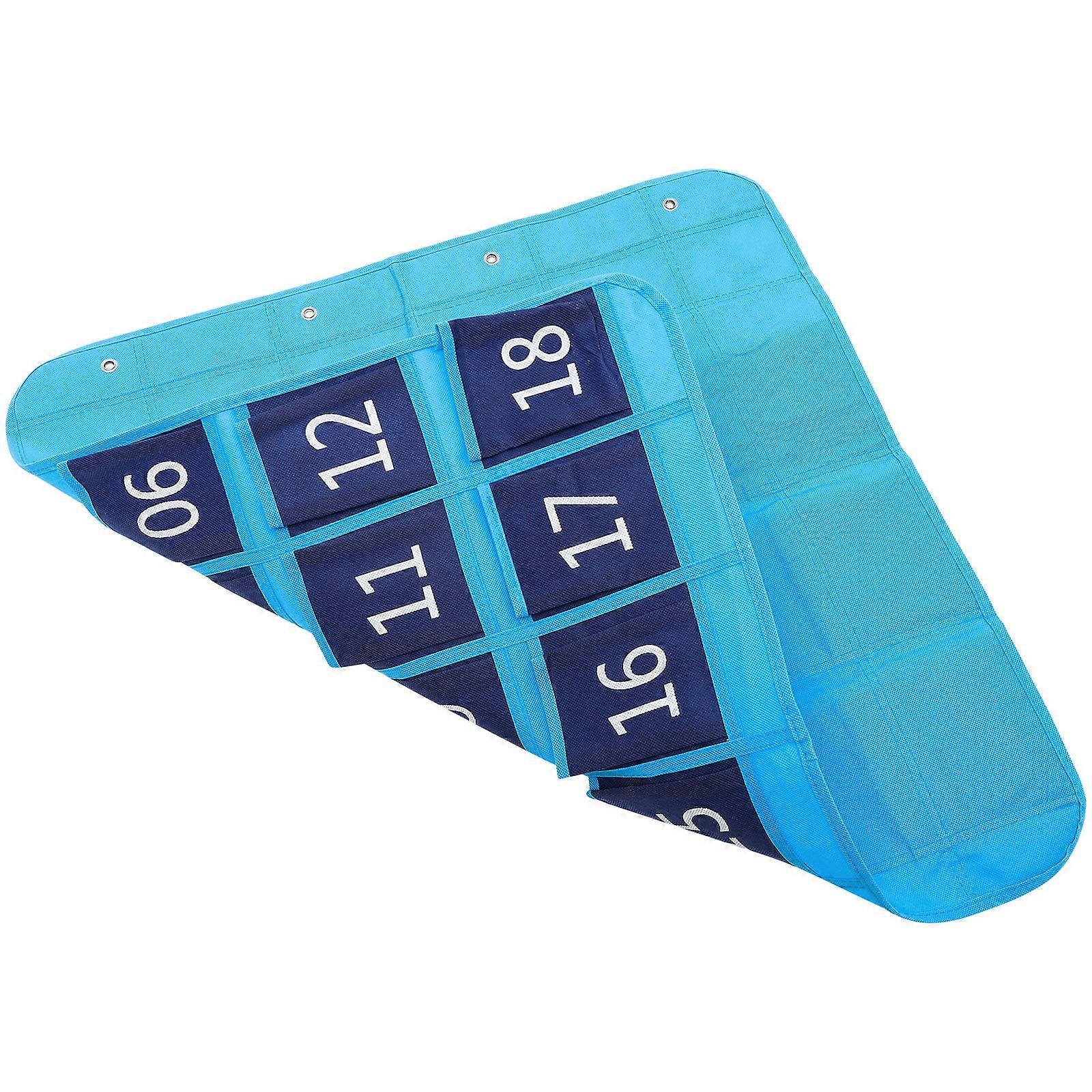 Numbered Pocket Chart For Classroom Organizer Storage Holder In Blue Featuring Clear Printing And Double Lining Sewing 1 Set