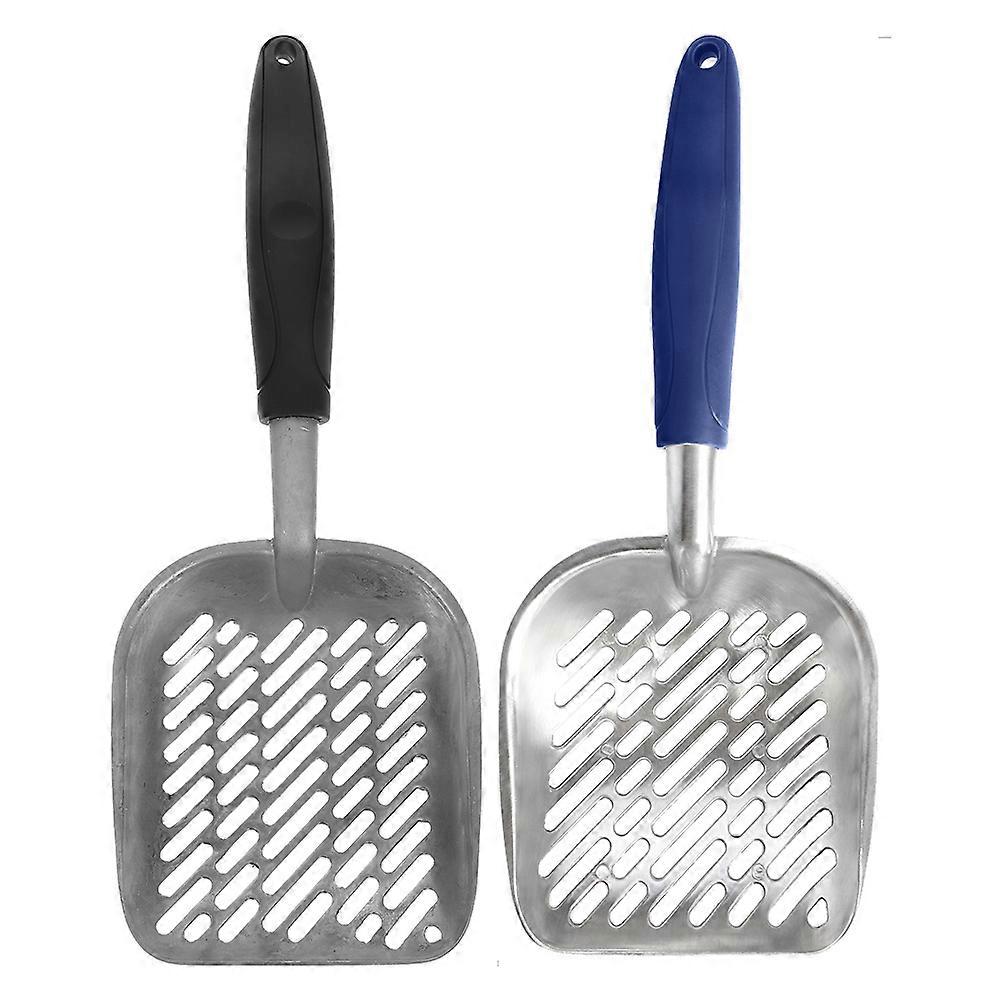 Ergonomic Metal Cat Litter Scoop 2pcs Aluminum Alloy Poop Sifter with Wide Holes for Fast Cleaning, Compatible with All Cat Litters