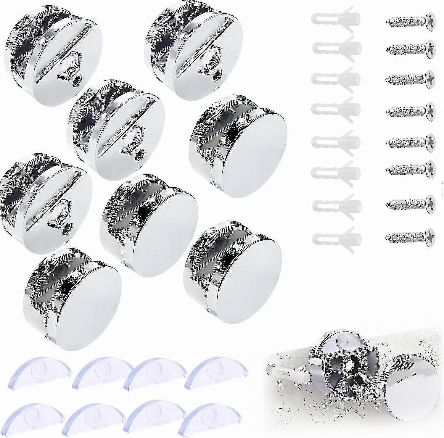 Wall Mount Mirror Bracket, Glass Clamp Holder for 3-5mm Mirrors, Includes 8 Spacers, Durable and Secure Installation Solution