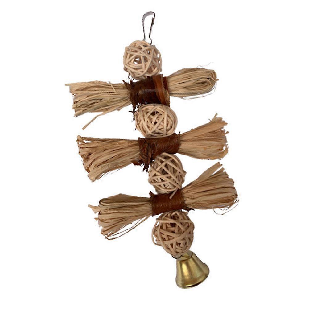 Parrot Toy 2Pack Raffia And Rattan Ball Chew Toy For Birds 23X12CM Indoor Play Suitable For Pet Birds