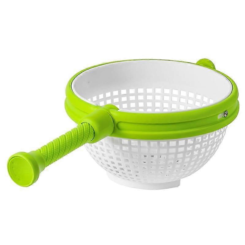 Rotating Fruit & Vegetable Drain Basket 360-Degree Swivel Colander - Ventilated Plastic, White & Turquoise