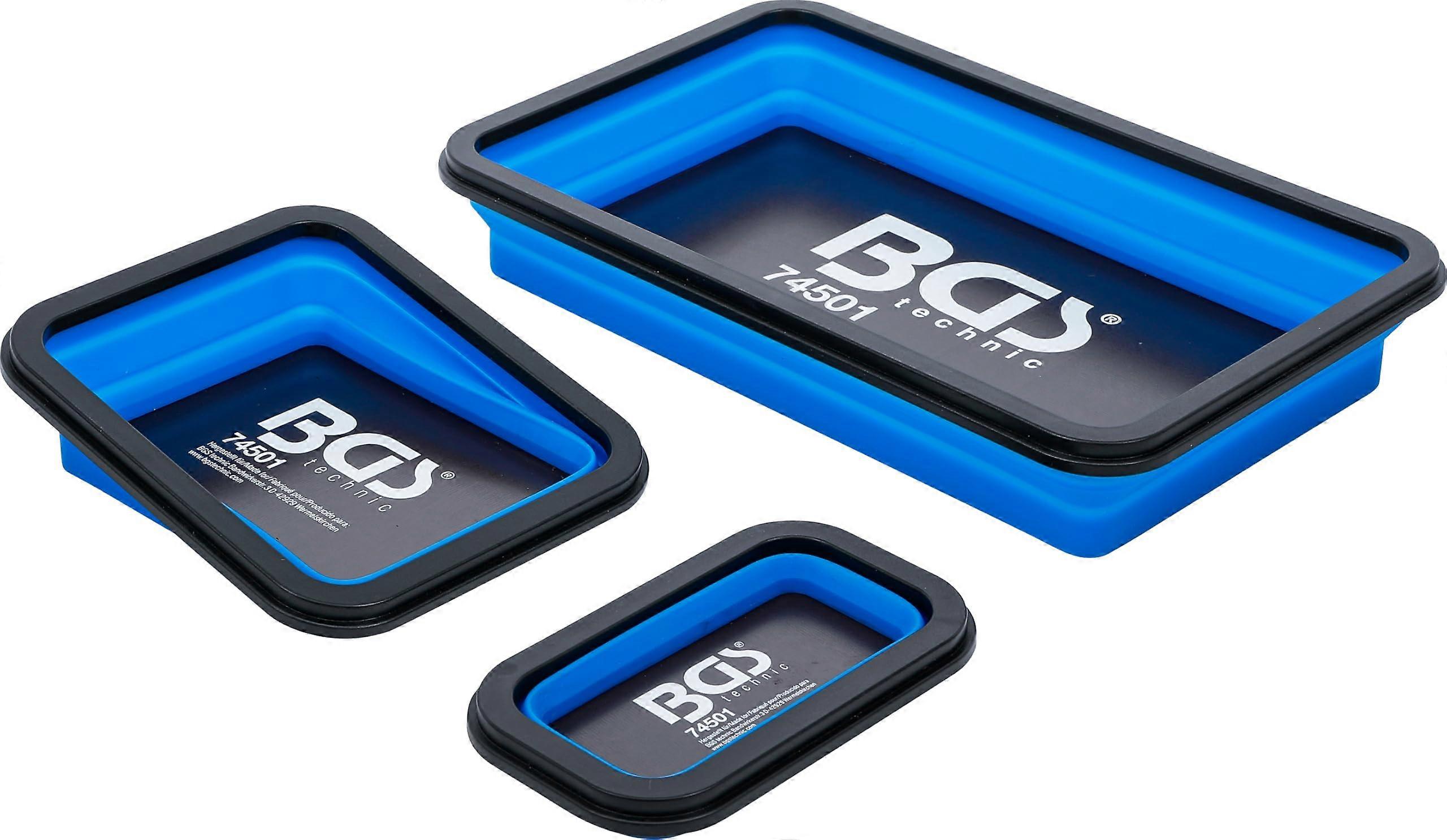 74501 Magnetic Adhesive Tray Set Silicone Foldable 3 Pieces Foldable, various sizes, 3 pieces.