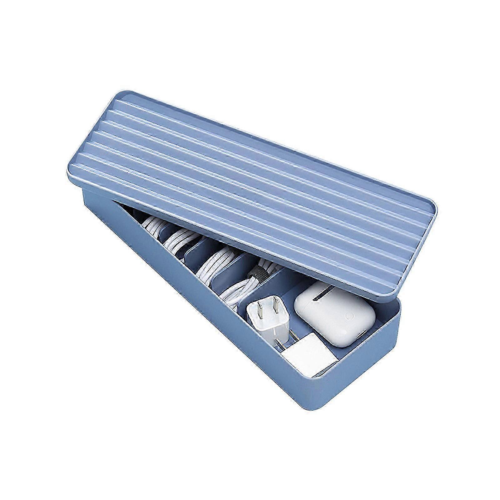 Plastic Charging Cord Storage Box with Lid & 7 Grids Colorful Anti-winding Large-M