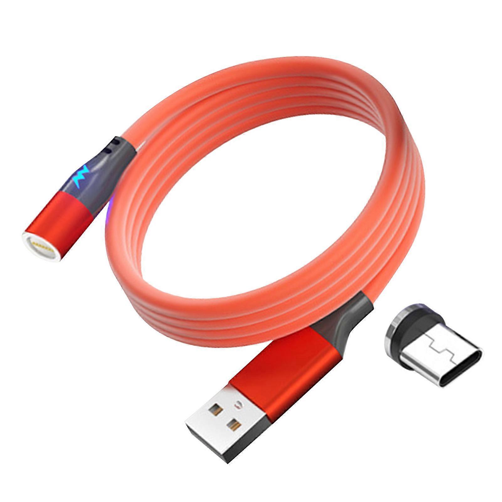 3A Liquid Silicone Magnetic Fast Charging Cable for iPhone & Type C - Red, Durable Design
