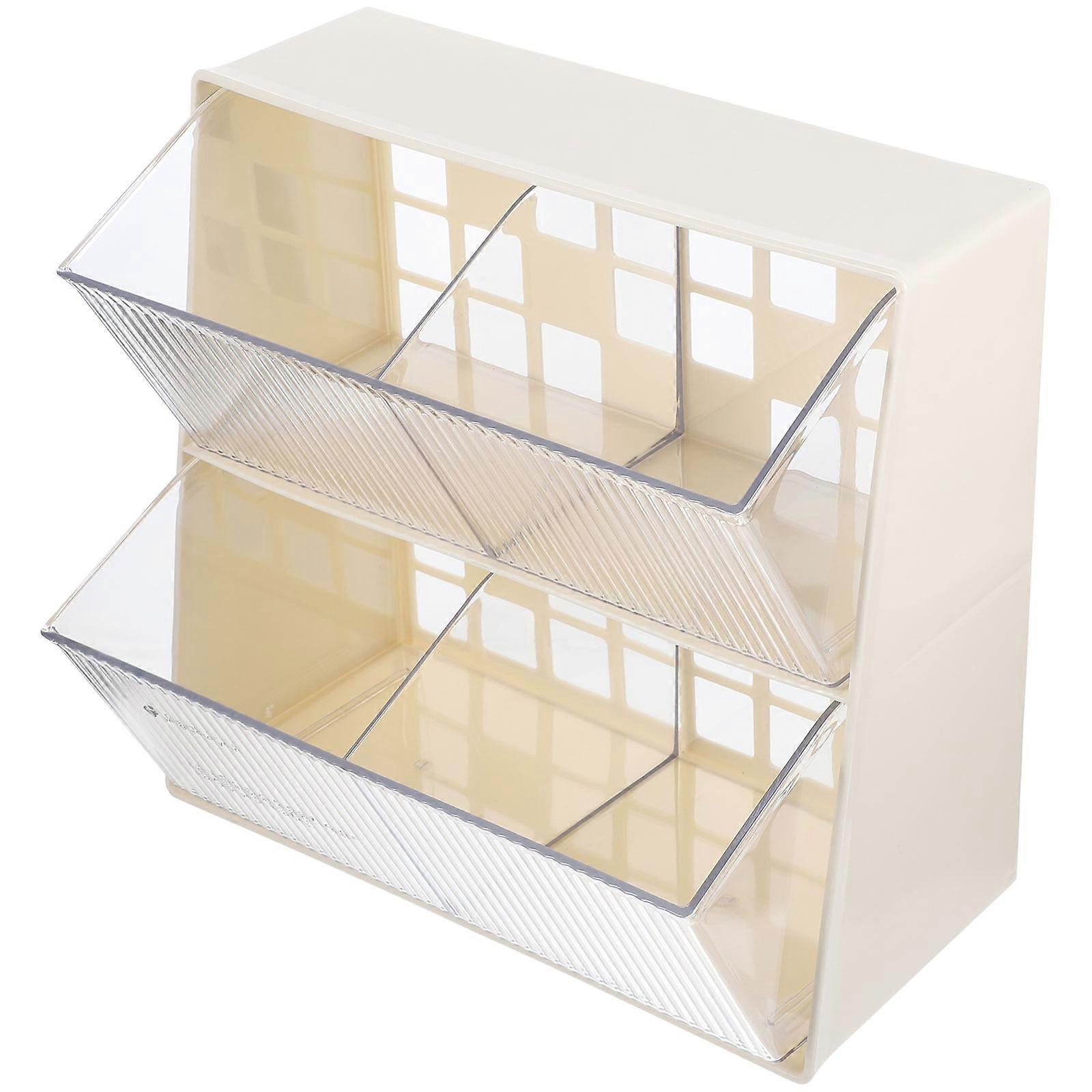 White Plastic Tea Bag Storage Organizer with Multi-grid Design for Desktop Use 6.3 Inches