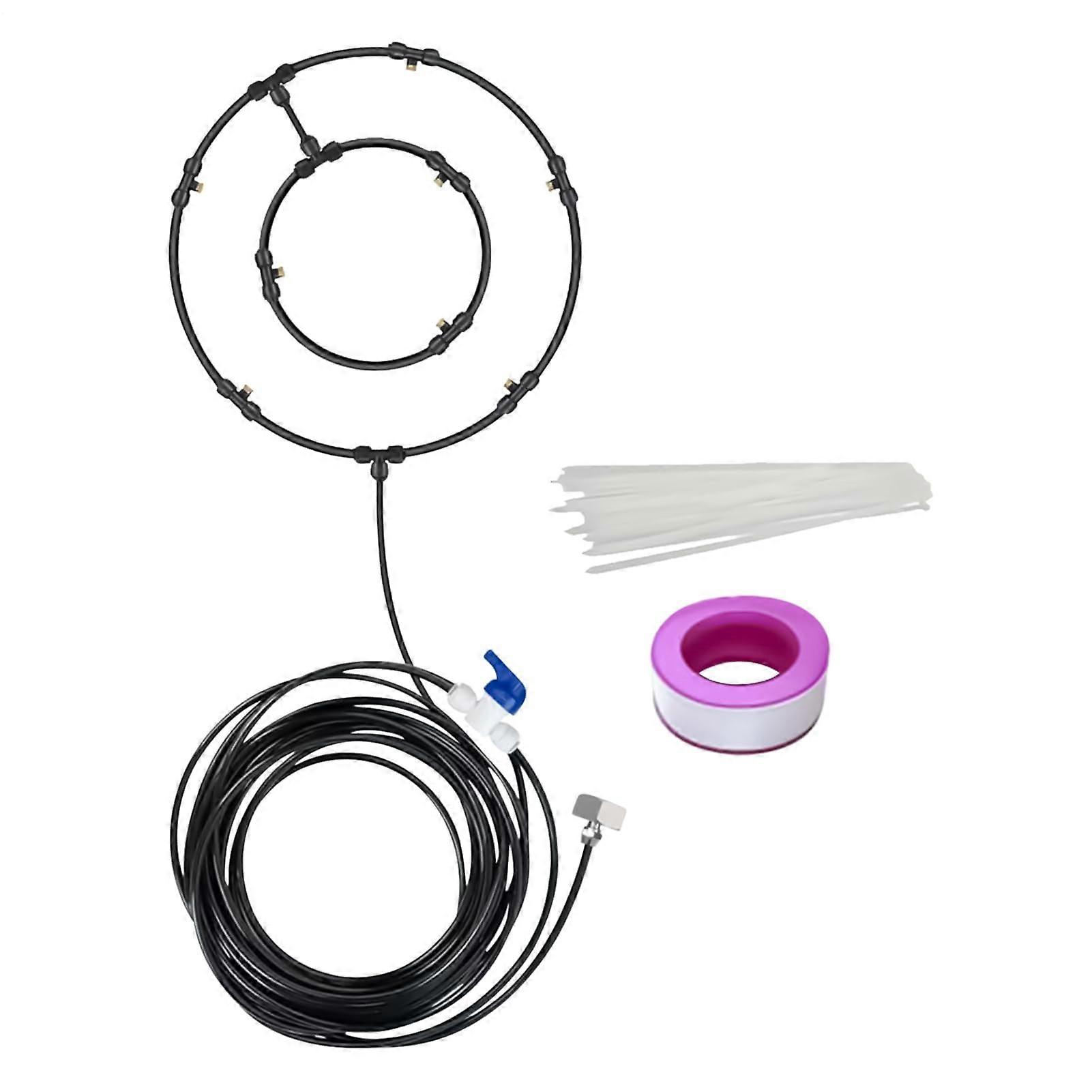 Fan Spray Set for Outdoor Cooling, 8-Meter Flexible Mister Hose with Air Purification, Multi-Nozzle System for Patios and Events