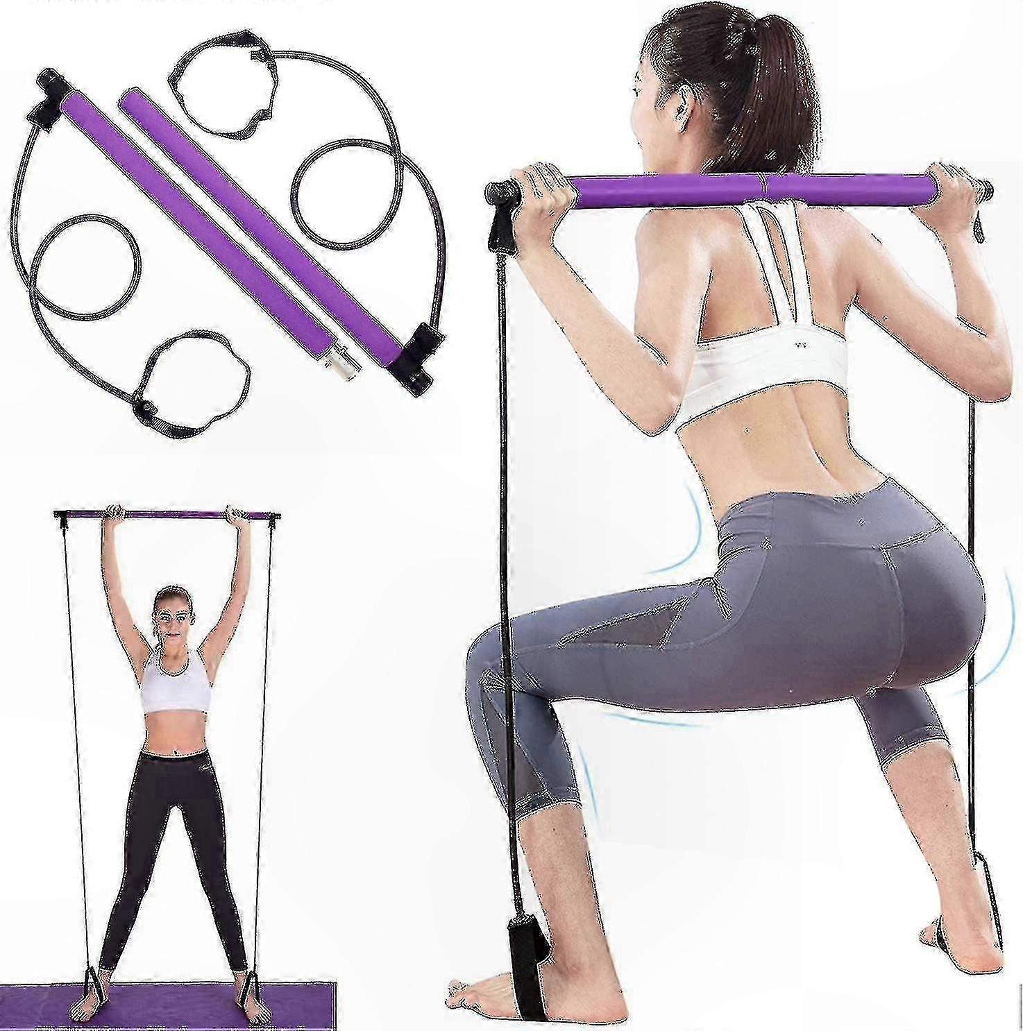 Full-Body Workout Pilates Bar with Resistance Bands for Strength and Flexibility Training