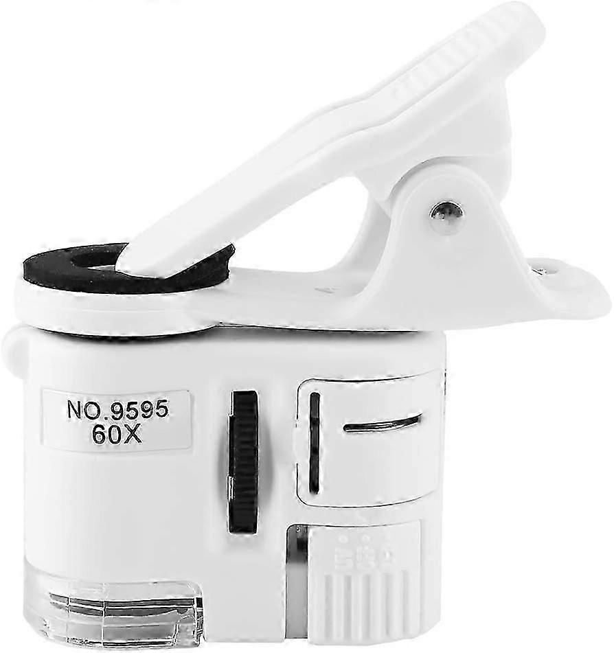 9595W 60X Magnifier LED UV Light Mini Phone Clip Microscope Mobile Phone Magnifier Digital Microscope, You will get 1 Mini Microscope