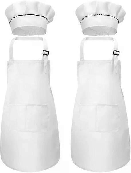 Kids apron and chef hat set, 2 pieces, multiple pockets, adjustable size