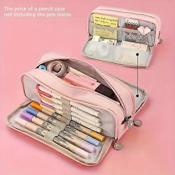 3-layer Oxford pencil case with elastic pen clips for multi-purpose storage