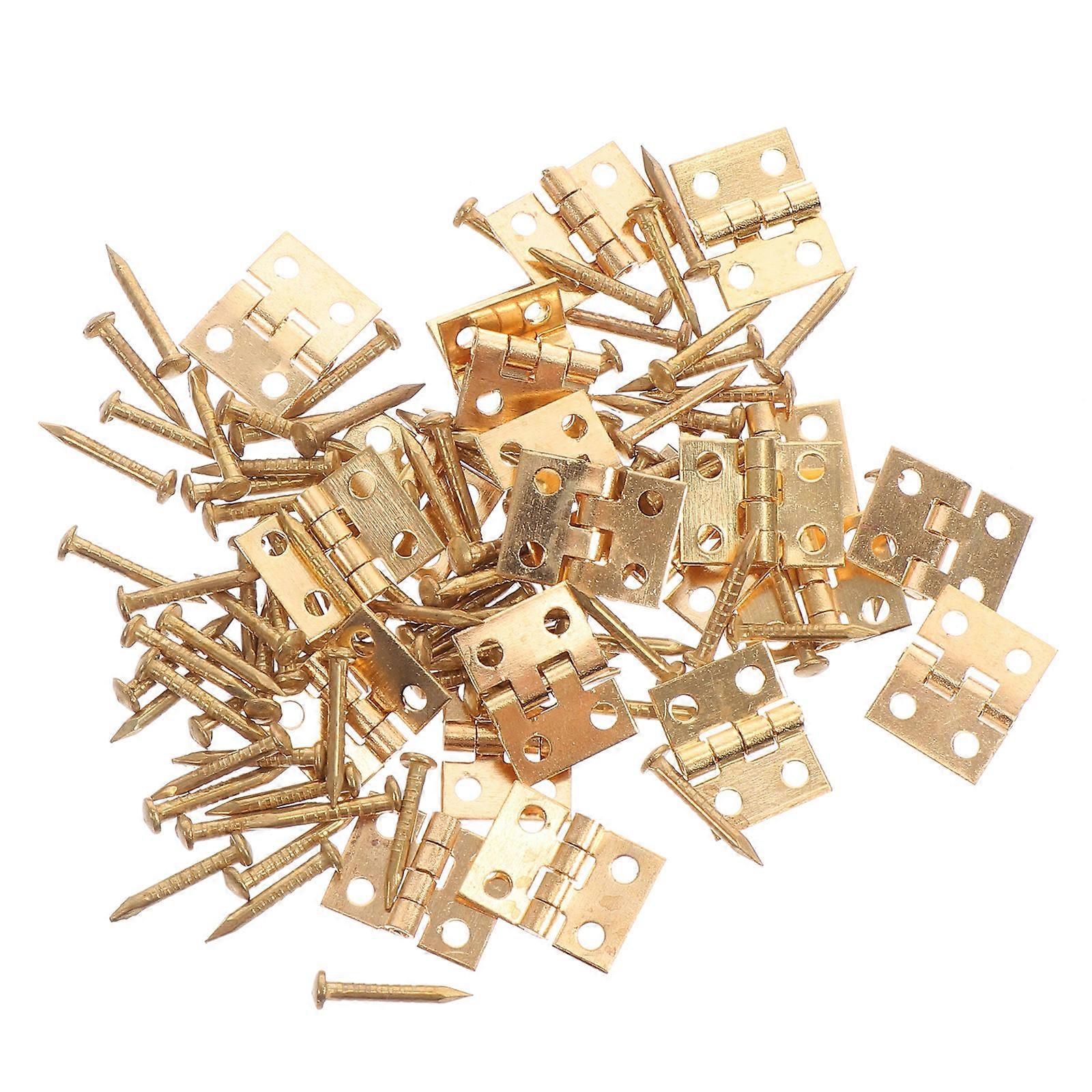 Golden Brass Hinges for Home Use Retro Style DIY Supplies with Strong Durability 1 Set