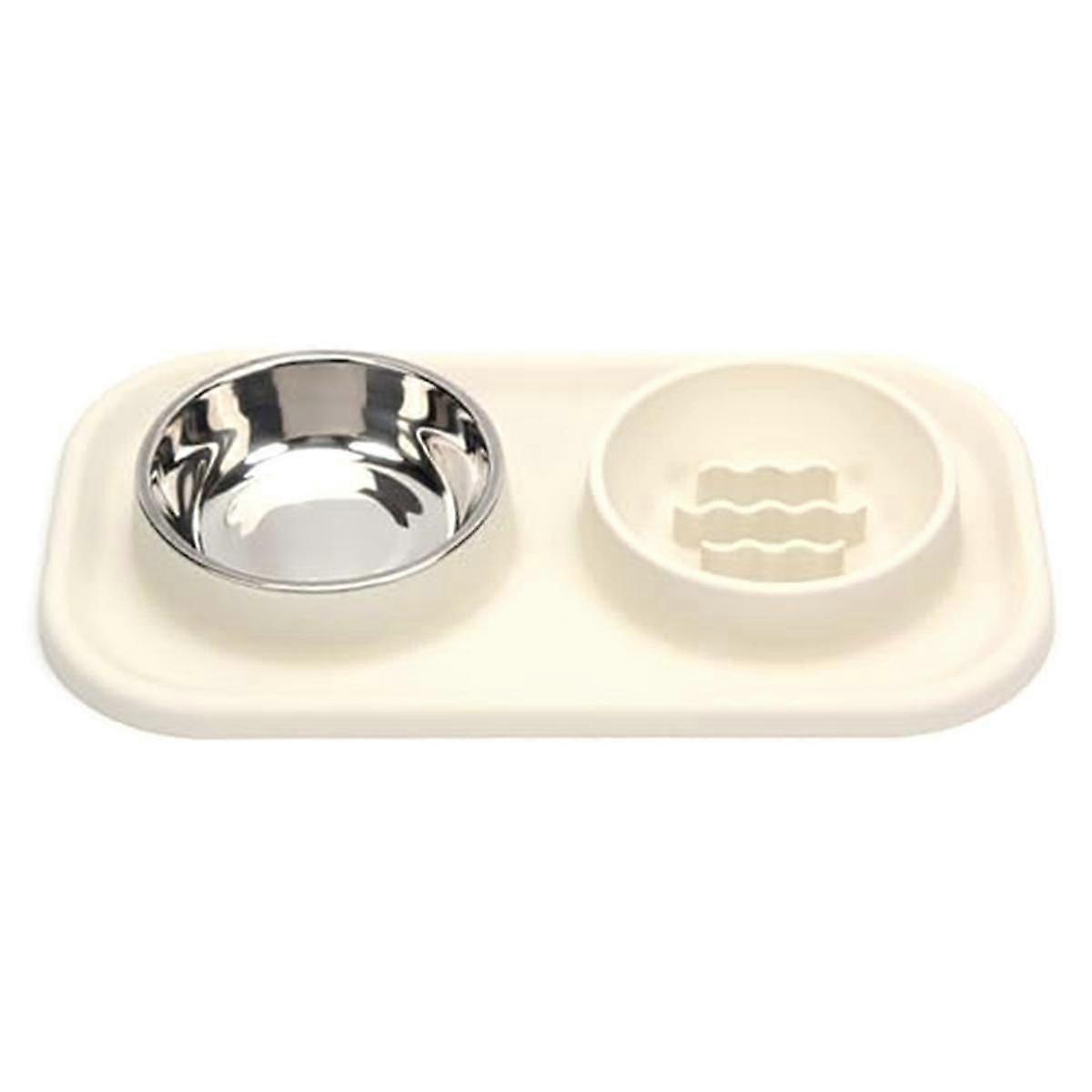 Slow Feeder Bowl Set for Cats and Dog/Non Skid Silicone Pet Bowls/Non Spill Food Mat with Stainless