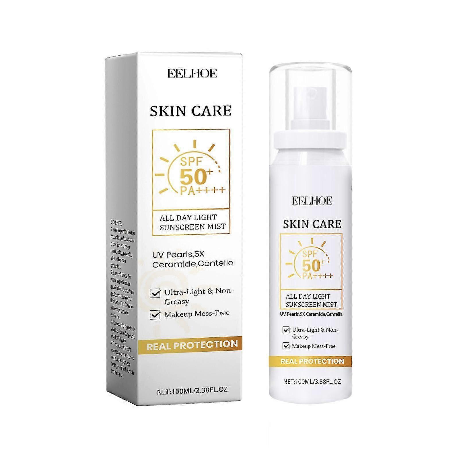 All Day Light Sunscreen Mist - Hydrating SPF Spray with Pearl Extract & Centella for Moisture Protection