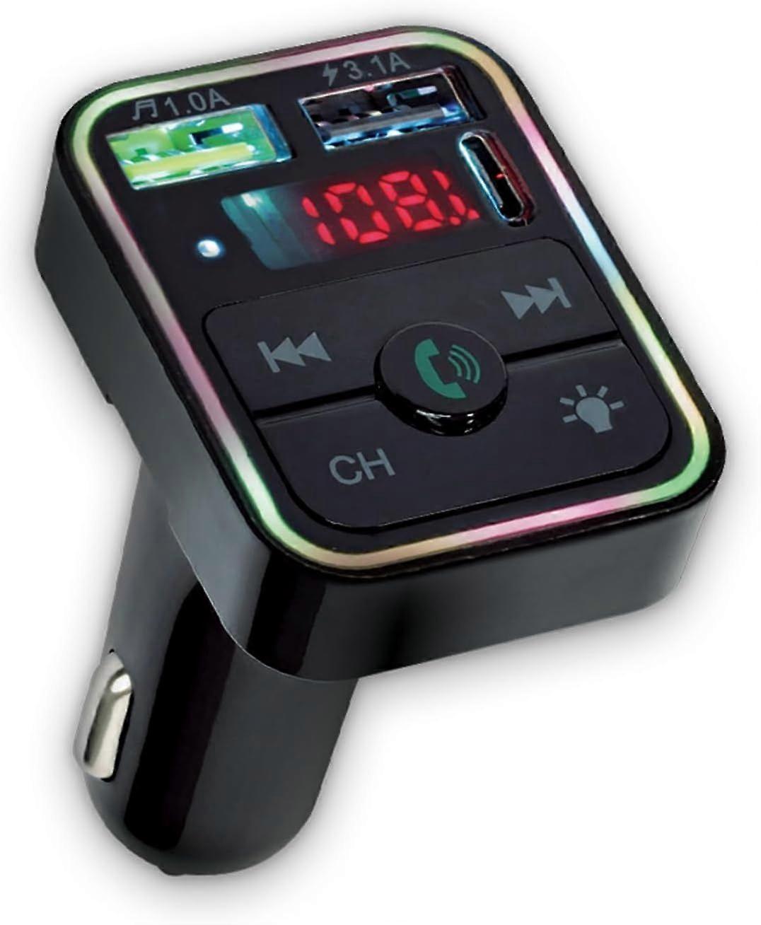 Bluetooth FM Transmitter for Car Cigarette Lighter, Hand Free Call with Noise Canceling Microphone(Black)