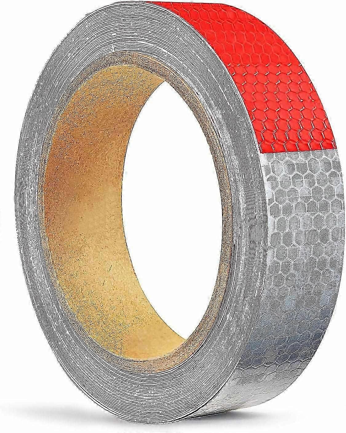 2.5CM x 10M Reflective Tape Adhesive Tape Red White, Reflective Adhesive Tape for Safety