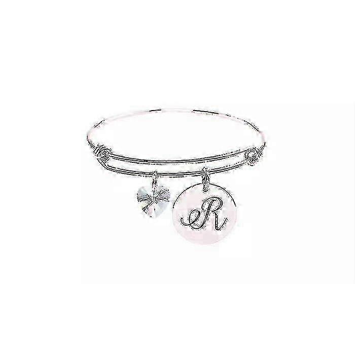 Heart Charm Bracelets Initial R Bangle