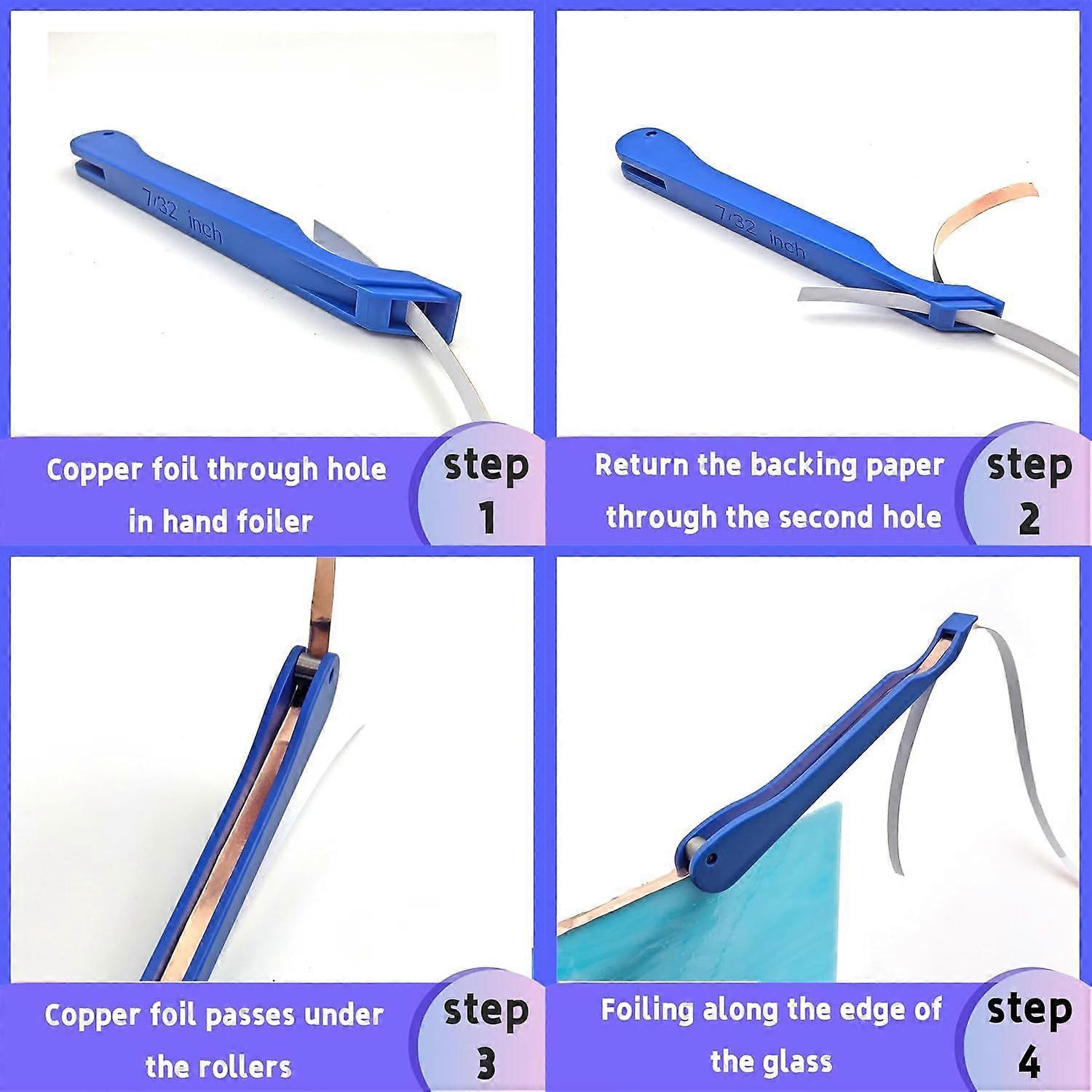 Hand Foiler for Stained Glass - Portable Copper Foil Tool Practical Stained Glass Making Foiler Supplies for Work DIY