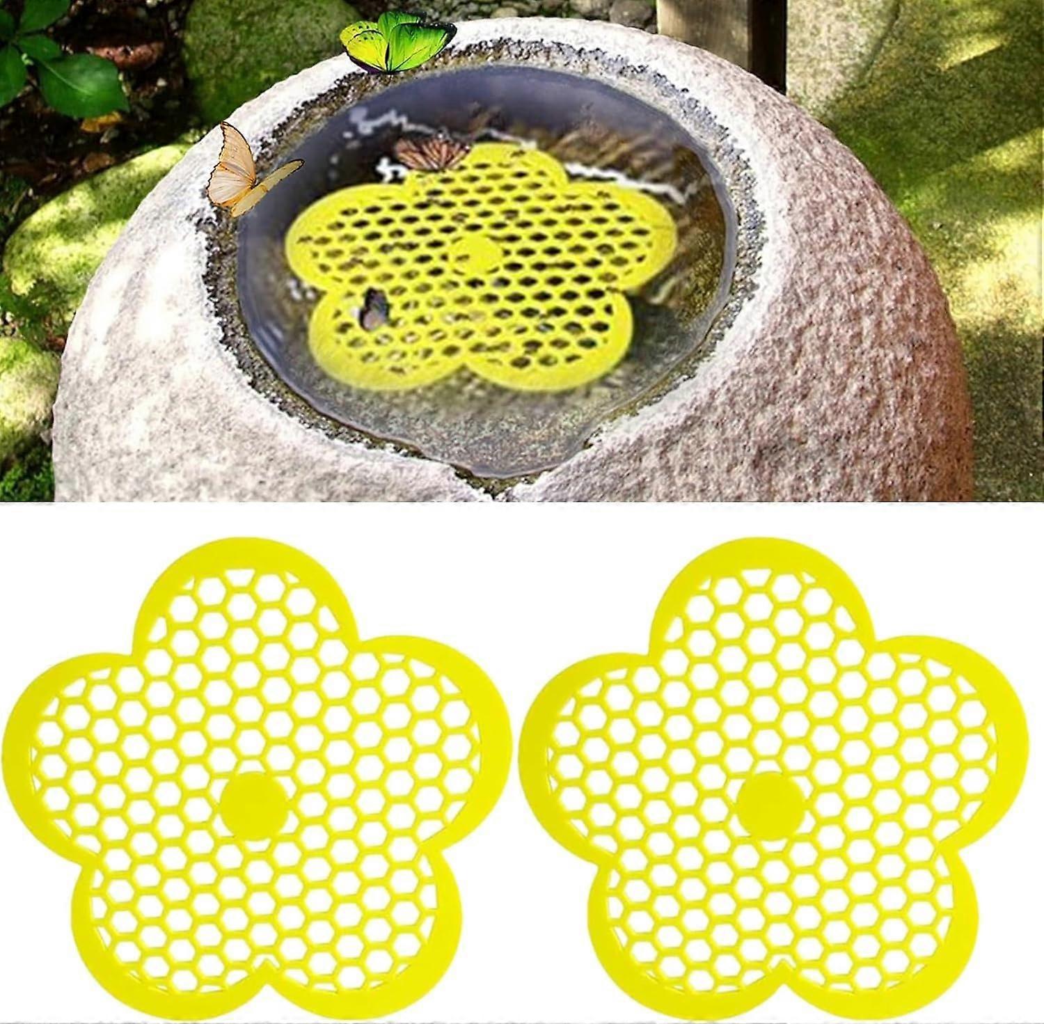 Bee Watering Station 2Pack Flower Shaped Floating Island Insects Butterfly Drinking Station Outdoor Watering Tray Garden Balcony