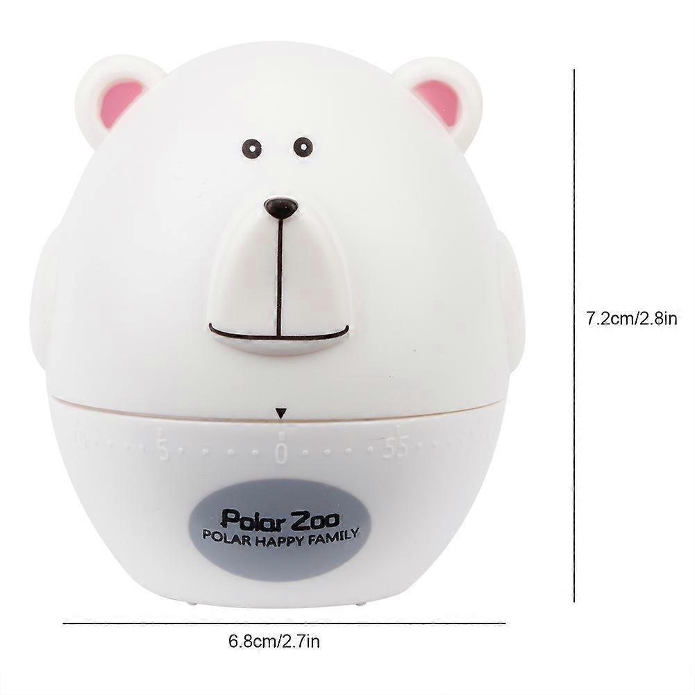 Portable Cute Cartoon Animal Bear Shape Kitchen Cooking Mechanical Timer AlarmWhite 