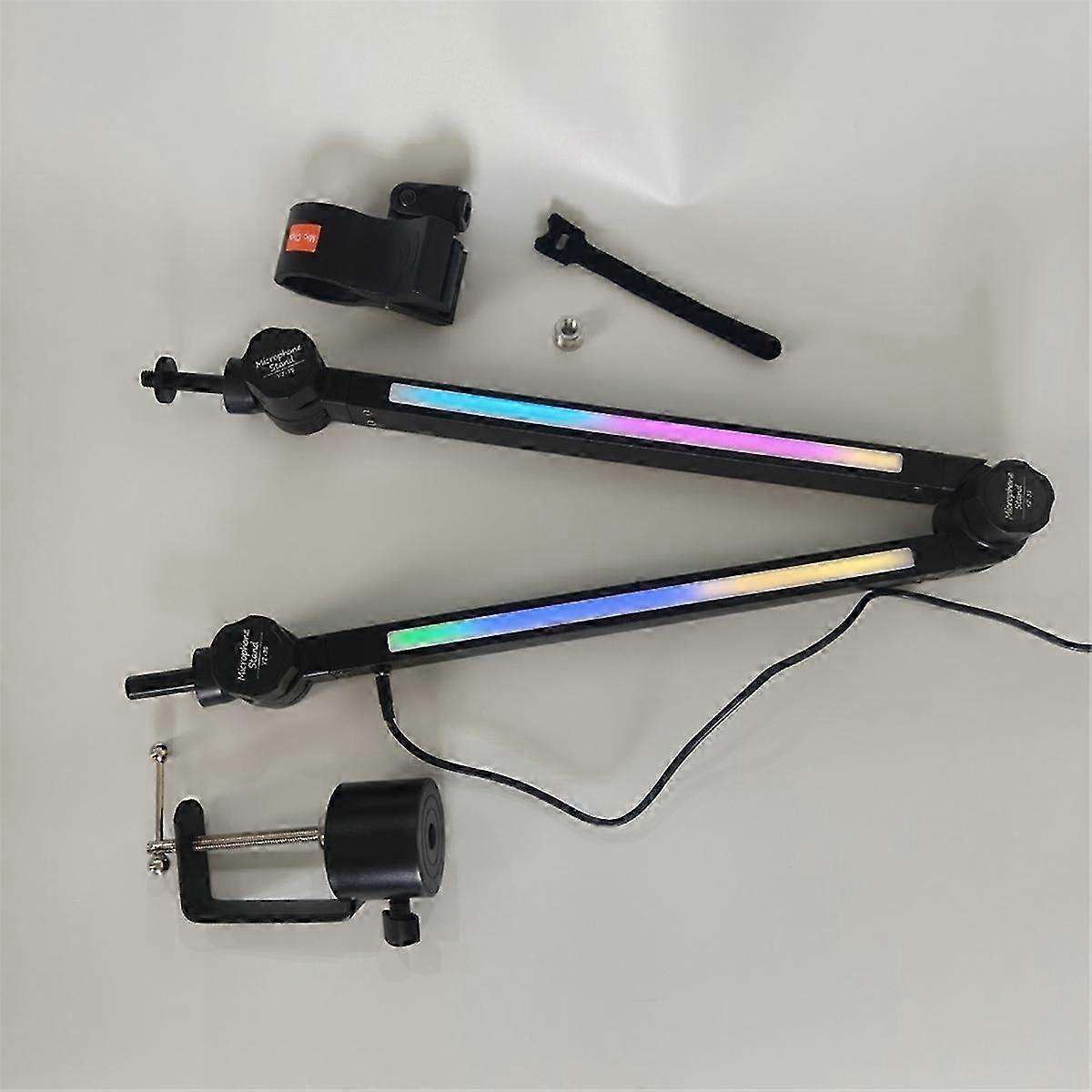 RGB Microphone Arm Stand Mic Arm Holder with RGB Light Rotatable Suspension Boom Scissor Stand for