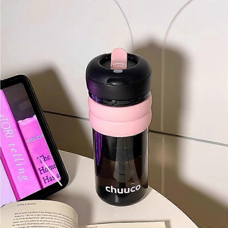 Large capacity double drinking straw cup portable tea cup