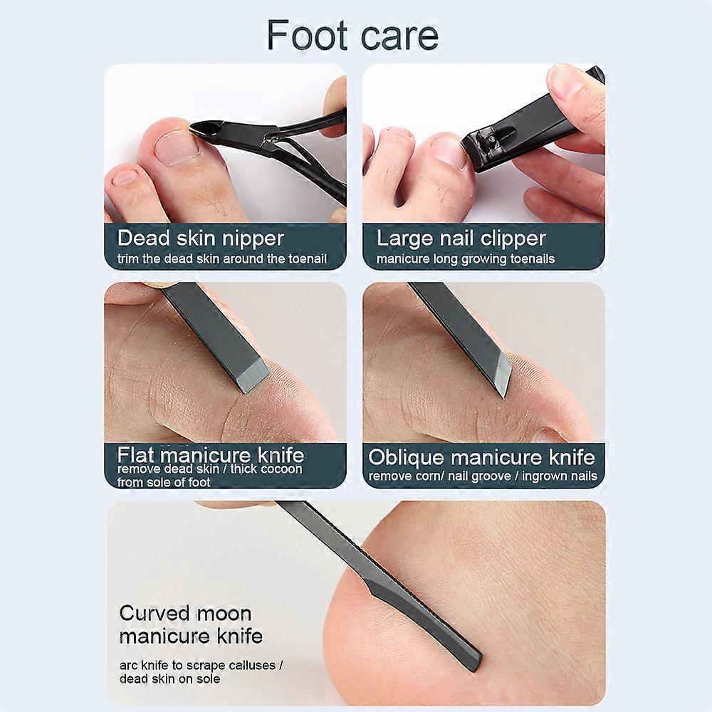 16pcs/set Nail Clipper Cutter Trimmer Ear Pick Grooming Kit Manicure Set Pedicure Toe Nail Art Tools Set Kits with Bag